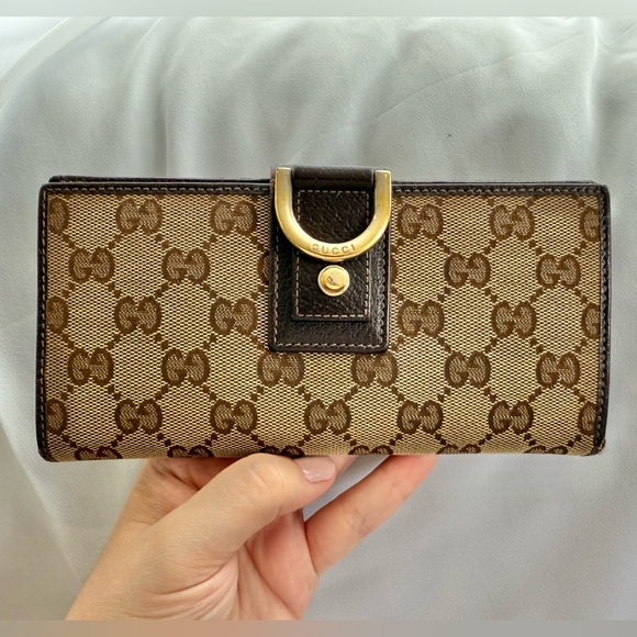 100% Authentic Gucci GG Canvas Abbey Long Wallet - Picture 1 of 16
